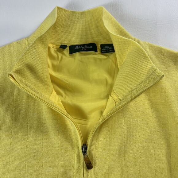 Bobby Jones Extrafine 100% Wool 1/4 Zip Sweater Vest Golf Yellow Lined Mens Sz L - Picture 3 of 13